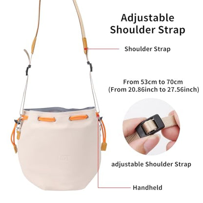 CQT Drawstring Osmo Action 6 5 4 pro 360 Mini 3 4 Pro Bag, Drone PU Crossbody shoulder Bag Pouch Handbag Waterproof Storage Bag for DJI Mavic MINI 4 3 PRO 2 SE 4K and NEO 2 Drone Accessories (White) - color: White