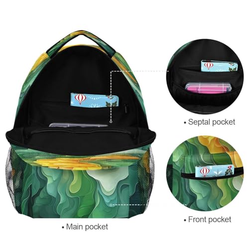 Fun Backpack for Teenager Waterproof School Bag with Chest Strap for Travel Trip Spinach Landscape Style - color: Multicolor11