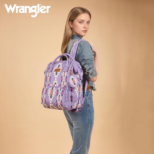 Montana West Wrangler Diaper Bag Backpack Aztec Callie Bag Travel Backpack Purses Western Multi-Function Baby Bags for Mom - color: Purple