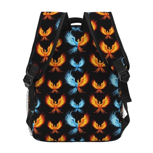 Multi Purpose Gym Backpack Cool Water Ice Fire Flame Bird Black, Casual Daypack with Inner Pocket and Mesh Side Pockets for Sports and Weekend Trips - color: Pattern (260)