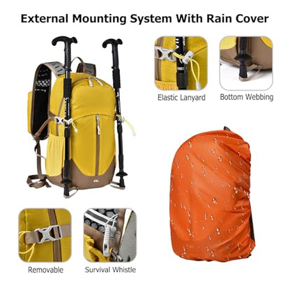 25L Hiking Backpack with Hydration Compartment Water Resistant Outdoor Daypack with Rain Cover Breathable Back System for Outdoor Travel Camping Daily Use Blue - color: Blue