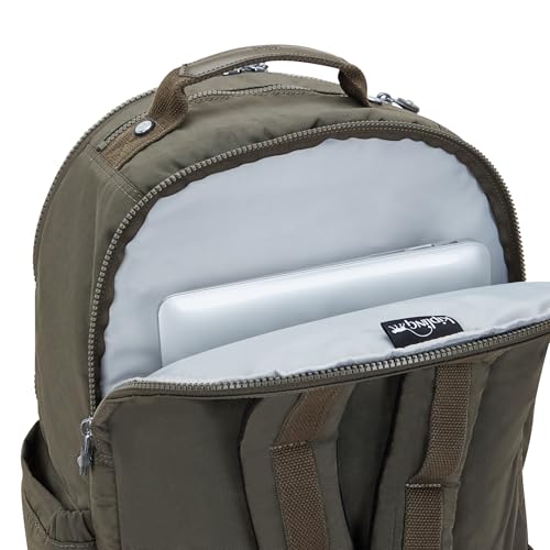Kipling Women's Seoul Extra Large 17" Laptop Backpack, Durable, Roomy with Padded Shoulder Straps, Built-In Protective Sleeve - color: Field Green, size: 13.5''L x 17.75''H x 9''D