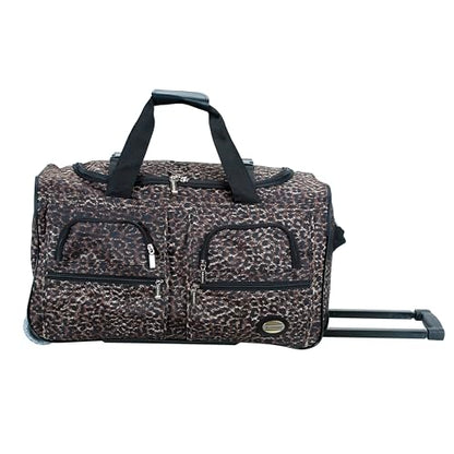 Rockland Rolling Duffel Bag, Black, 22" - color: LEOPARD, size: 22"