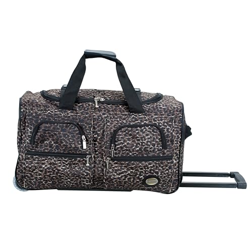 Rockland Rolling Duffel Bag, Black, 22" - color: LEOPARD, size: 22"