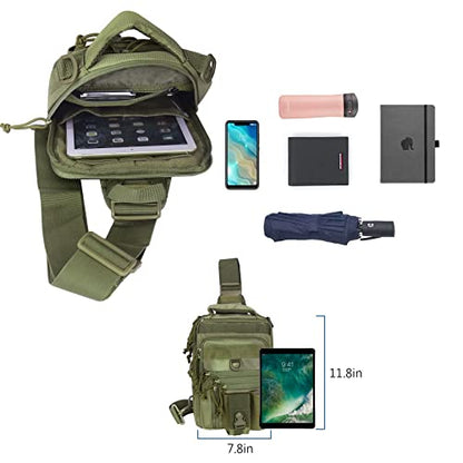 DegeTMVe Dual Pistol Holster Chest Bag Concealed Carry Sling Crossbody Tactical Gun Convertible Backpack Shooting Hunting - color: Green