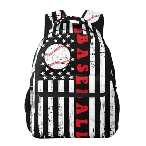 Vintage Baseball American Flag Backpack For School Laptop Bags Bookbag Big Casual Daypack For Student Girls Boys Kids Teens Travel Sports Work - color: Vintage Baseball American Flag