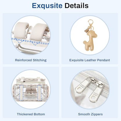 Sisipoet Clear Backpack for School, PVC Clear Bookbag Heavy Duty Transparent Backpack for Stadium Events See Through Bag - color: Khaki Plain