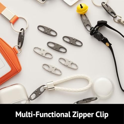 zelin 4pcs Zipper Clips Anti Theft, Airplane Gadgets and Travel Essentials, Excellent Metal Small Carabiner Clip for Backpacks and Anti Theft Crossbody Bags for Women (2Grey, 2Silver) - color: Grey (2) and Silver (2)