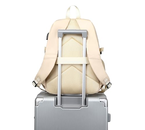 Wadirum Women Casual Backpack Set Girl School Bookbag Set Cute Laptop Ruaksack Beige - color: Beige
