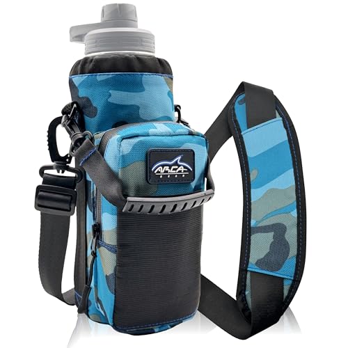 Arca Gear 40 oz Hydro Carrier - Insulated Water Bottle Sling w/Carry Handle, Shoulder Strap, Wallet and Two Pouches - The Perfect Flask Accessory (Aqua Camo) - color: Aqua Camo