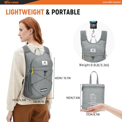 SKYSPER Foldable Hiking Backpack 10L/15L Small Lightweight Travel Daypack - color: Gray, size: 10 liters