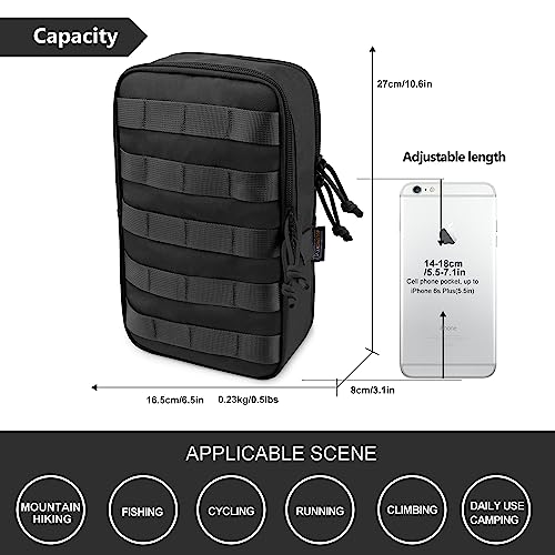 Mardingtop Molle Tactical Utility Pouch, EDC Admin Pouch Bag, Molle Attachment Military Modular Attachment - color: 6401-black