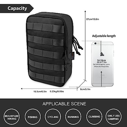 Mardingtop Molle Tactical Utility Pouch, EDC Admin Pouch Bag, Molle Attachment Military Modular Attachment - color: 6401-black