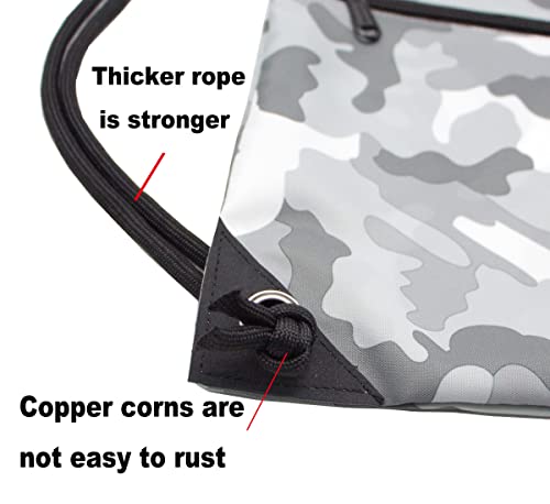 HOLYLUCK Drawstring Backpack Bag Sport Gym Sackpack - color: Grey Camo