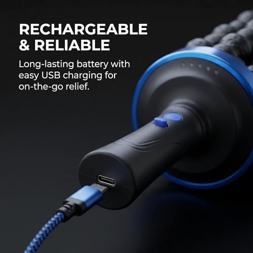 Electric Rolling Percussive Massager, Electric Fascia Roller Massager with Hands-Free Base, Rechargeable Fascia Roller for Back, Legs, Feet, Deep Tissue Muscle Recovery (Blue) - color: Blue
