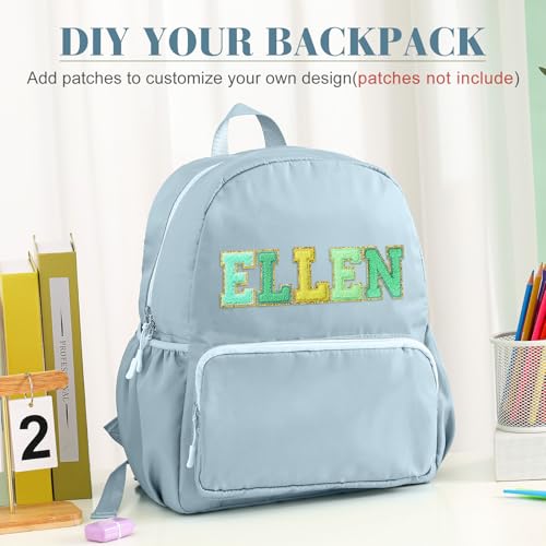 1 Piece Nylon Backpack Kids School Backpack for Toddler Girls Boys Plain Waterproof Preppy Bookbags Travel for Student (Haze Blue) - color: Haze Blue