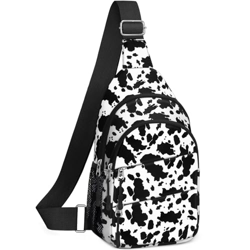 Tuwubi Crossbody Bags for Women, Sling Bag for Men, Small Hiking Backpack Anti Theft Lightweight for Outdoors Travel （L, Cow Print） - color: Cow Print, size: Large