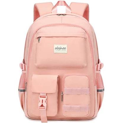 abshoo Big Student Laptop Backpack For College Women Middle High School Teen Girls Bookbag Travel Daypack (Peach Pink) - color: Peach Pink