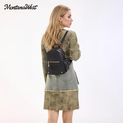 Montana West Mini Backpack Purse for Women Anti Theft Backpacks with Secured Zipper and Tassel - color: *Mini Black
