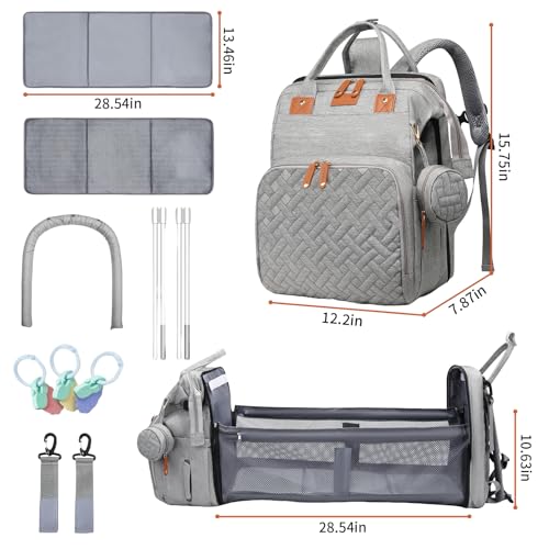 Baby Diaper Bags with Changing Station, Multifunctional Diaper Bag Backpack for Moms Dads with USB Charging Port, Waterproof Travel Diaper, Baby Shower Gifts for Baby Boy & Girls (Gray) - color: Gray