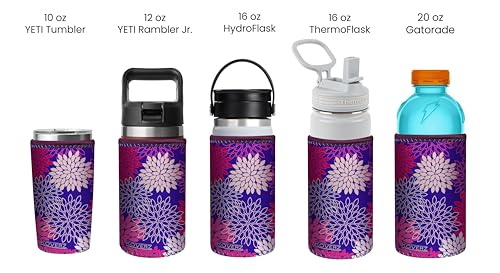 Water Bottle Sleeve, Neoprene Insulated Bottle Sleeve, Fits 16-18 Oz. 500 ml, Medium Size, Camo Waves - color: Gray Waves Camo, size: Med 16-18oz