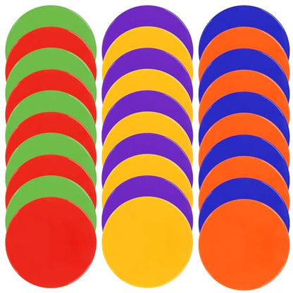 Poly Spots Spot Markers for Gym Floor 4.72inch 6inch 9inch 24/36 Pcs Non-Slip Rubber Floor Dots Round Agility Markers Flat Cones for Sports Soccer Basketball PE Training, Dance, Classroom - style: 30Pcs 9 inch