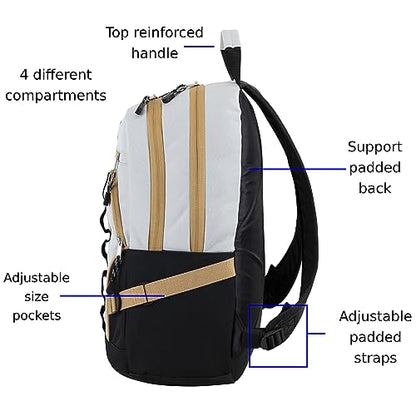 FUEL Hiking Laptop Backpack, College Bookbag, Travel Daypack with 5 Compartments, Dynamo Tech Pocket, 18.5 Inches - color: Light Khaki