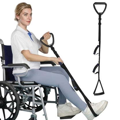 Long Leg Lifter, Leg Lifter Strap Rigid with Large Foot Loop, Legs Strap Lift for Get in and Out of Bed,Car,Wheelchair for Disables and Elderly，Foot Straps，Legs Aid Lift aids (25.5in-56in)