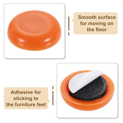 uxcell 20Pcs Furniture Sliders, 3/4 Inch Round Self-Adhesive Carpet Furniture Moving Pads Gliders Floor Protectors for Carpeted Tile Vinyl Hardwood Floors, Orange - size: 3/4 Inch
