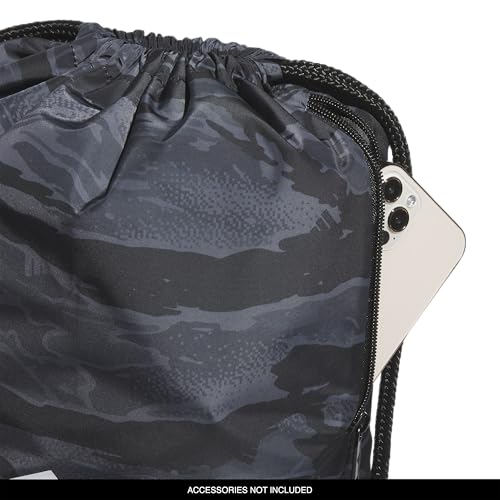 adidas Ready Sackpack – Drawstring Backpack Lightweight Small Gym Bag - color: Essential Camo Black/White/1.0