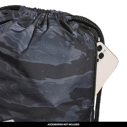 adidas Ready Sackpack – Drawstring Backpack Lightweight Small Gym Bag - color: Essential Camo Black/White/1.0