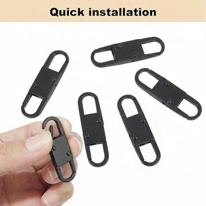 MILAKE 10 Pcs Premium Anti-Theft Zipper Lock, Small Clips for Bags, Backpacks, Purses, Luggage, Zipper Pull Replacement, Durable Multi-Color Set for Travelers, Hikers, and Daily Commuters (Black) - color: black
