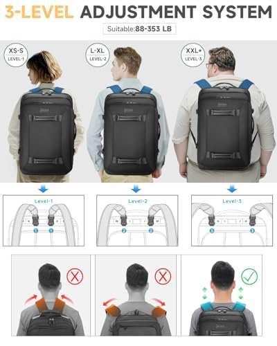 Backpack with wheels,Rolling laptop backpack with 2 Packing Cubes,Water-Resistant,Wheeled backpack Suitcase for Men Adults to Travel, Commuting,Black - color: Black-three