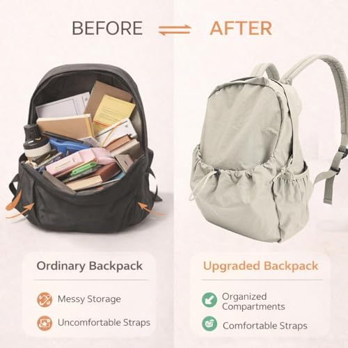 Simple Backpack for Women Men, Aesthetic Medium Backpack Lightweight Casual Daypack Cute Bookbag for Women Men (White, 38x26x10cm) - color: White