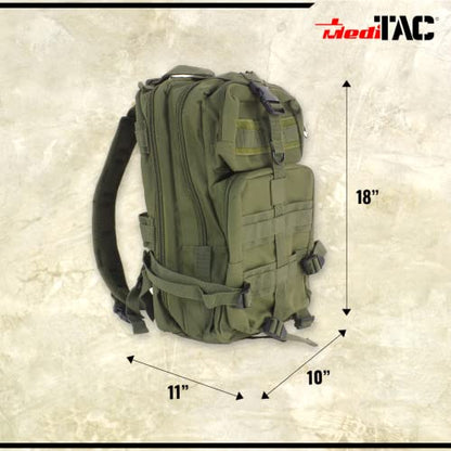 MediTac Tactical Assault Pack - First Aid Rucksack - 18" Military MOLLE Backpack - color: Olive Drab