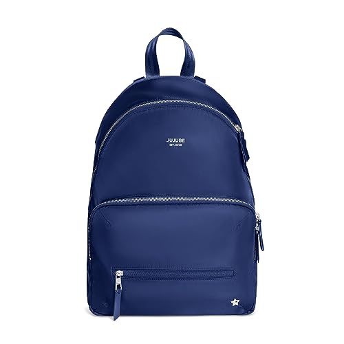 JuJuBe Diaper Bag Backpack with Changing Pad, 11-Pocket Large Capacity Organizer, 2 Interior Insulated Bottle Pockets, Wipe Pocket, Stroller Straps, Trolley Sleeve, Machine Washable (Navy) - color: Navy