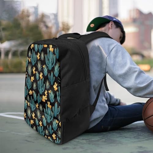 18.5in Basketball Backpack Basketball Bag with Shoe Compartment & Ball Holder, Waterproof Bag for Soccer Volleyball - color: Simple Green Cactus Print