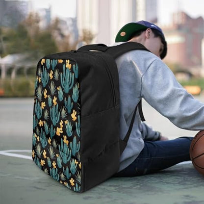 18.5in Basketball Backpack Basketball Bag with Shoe Compartment & Ball Holder, Waterproof Bag for Soccer Volleyball - color: Simple Green Cactus Print