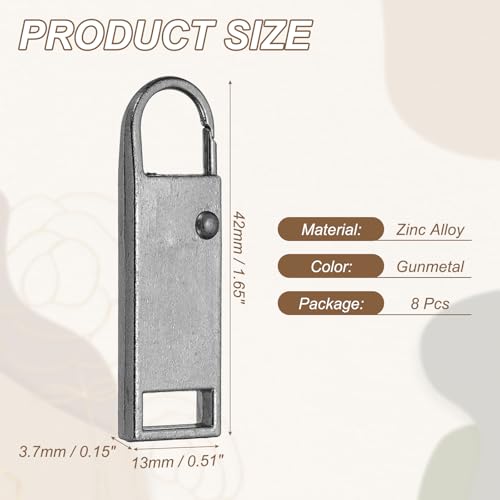 uxcell 8Pcs Zipper Pull Replacement, Metal Zipper Handle Mend Fixer Tab Repair for Luggage Suitcase Backpack Jacket Bags Boots Coat Handbags, Gunmetal Large - color: Gunmetal, size: Large
