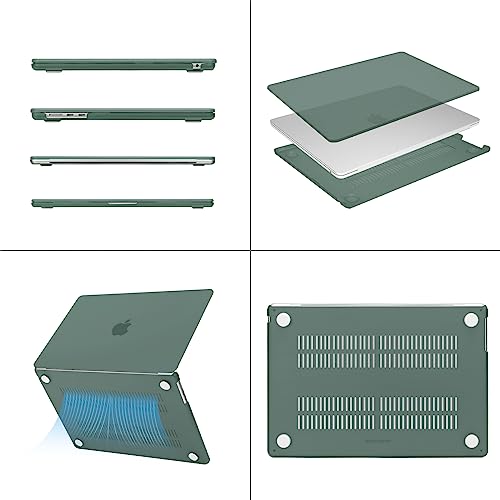 MOSISO Compatible with MacBook Air 15 inch Case M5 2026 M4 2025 M3 2024 M2 2023 A3448 A3241 A3114 A2941, Plastic Hard Shell Case&Puffy Sleeve Bag&Keyboard Skin&Webcam Cover&Screen Film, Emerald Green - color: Emerald Green
