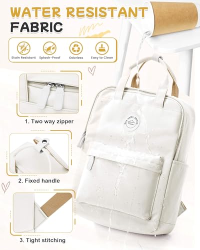 BJLFS White School Backpack for Girls Boys,Waterproof Bookbag for Women Men, College Student School Bag, Lightweight Travel Rucksack Casual Daypack,Laptop Backpacks - color: Standard White