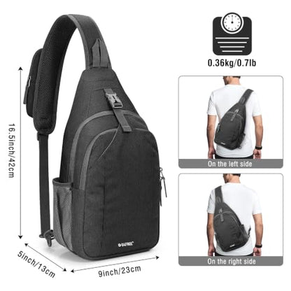G4Free Sling Bag for Men and Women, RFID Blocking Crossbody Bag, Lightweight Sling Backpack for Travel, Hiking, Walking and Daily Use - color: Black