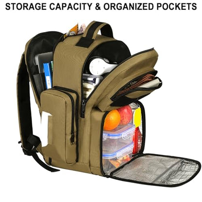 MATEIN Lunch Backpack for Men, 15.6 Inch Travel Laptop Backpack | Insulated Cooler Bag, Lunch box Rucksack, Extra Large Water Resistant College Work Computer Daypack, Gifts for Men - color: Brown