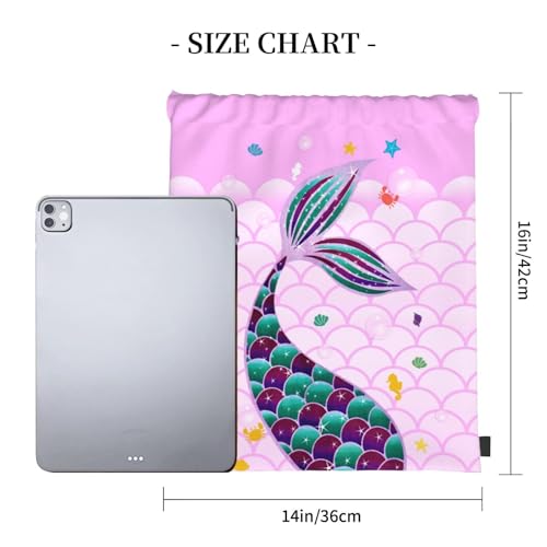 Mermaid Drawstring Backpack Gym String Bag Drawstring Sackpack Sport For Womens Mens - style: Pink Mermaid Drawstring Backpack Gym String Bag