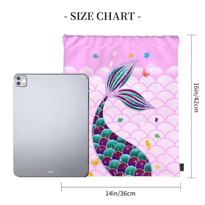 Mermaid Drawstring Backpack Gym String Bag Drawstring Sackpack Sport For Womens Mens - style: Pink Mermaid Drawstring Backpack Gym String Bag