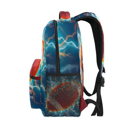 susiyo Custom Name Backpack Personalized School Bookbag Lightning American Football Lightweight College Back Pack Travel Camping Casual Daypack for Teens Girls Boys Women Men - color: Custom Football