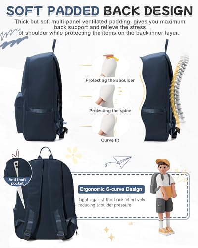 Small Backpack for School Girls Kids Women, Dark Blue Waterproof Bookbag Cute High School Back Pack for Men Teen Boys, Lightweight Travel College Backpack Mochilas Escolares para Daypack Rucksack - color: Royal Blue