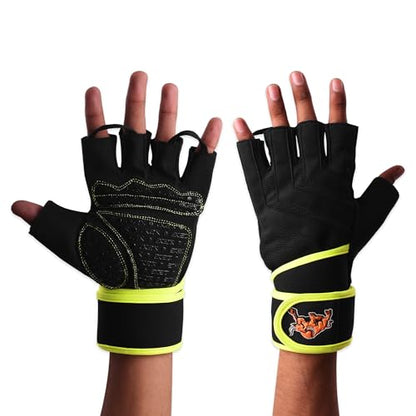 Workout Gloves for Men & Women | Gym Weight Lifting Gloves with Wrist Wrap Support | Full Palm Protection & Extra Grips for Weightlifting Fitness, Hanging, Pull ups