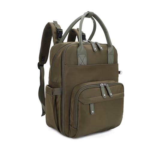 JESSIE & JAMES BeBe CCW Diaper Bag Nylon Backpack Multi Function Diaper Bag with Changing Pad & Stroller Straps_Olive/Olive - color: Olive/Olive
