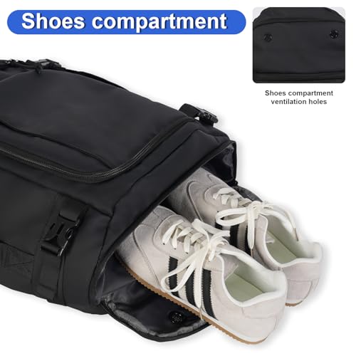 Carry On Travel Backpack Waterproof with Shoe Compartment Flight Approved Laptop Backpack Expandable Business Work Backpack for Women Men Casual Daypack, Black Film - color: Black Film, style: A